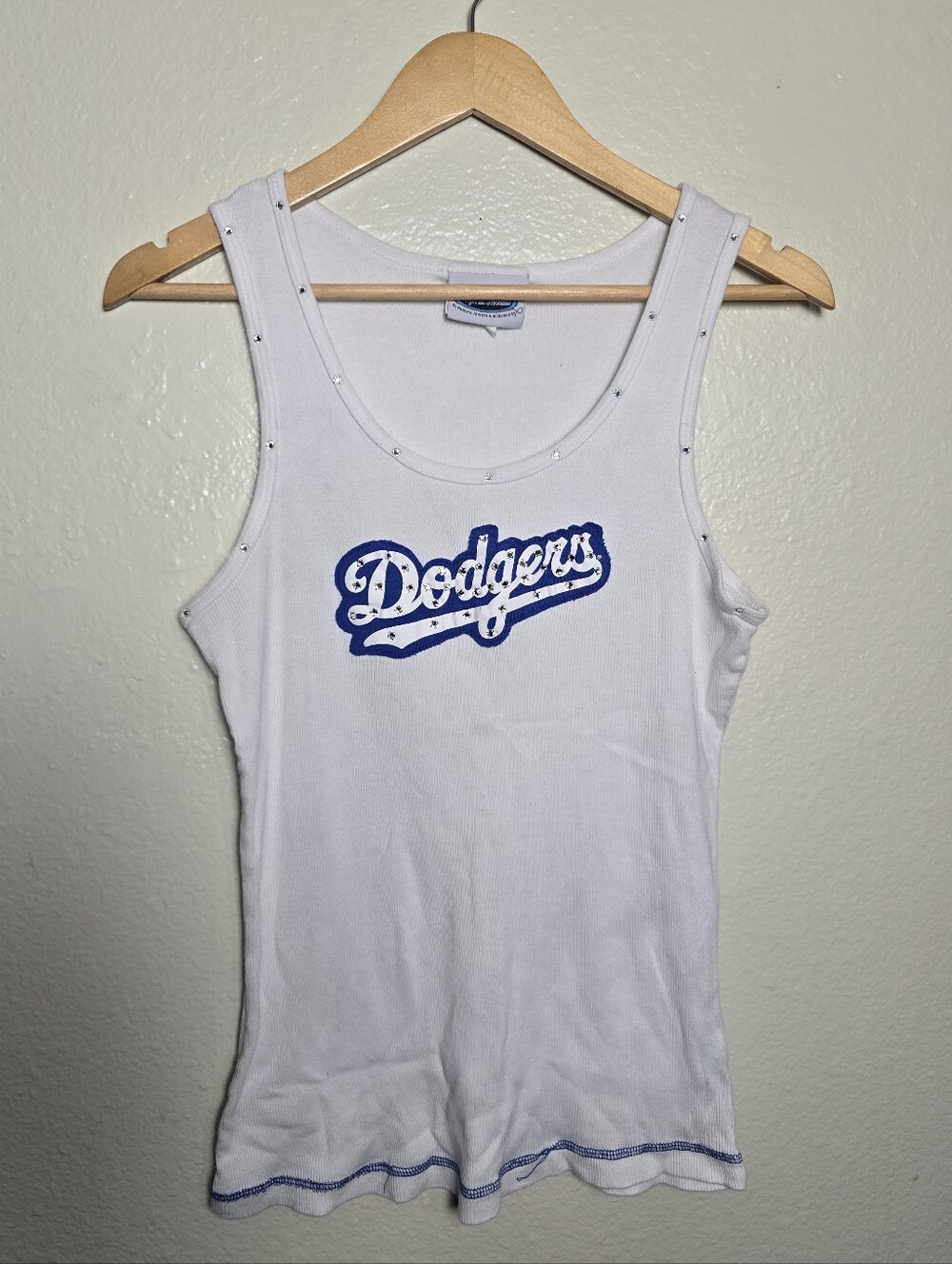 Los Angeles Dodgers White Tank Top with Blue Logo